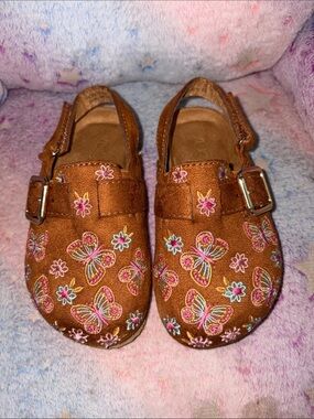 Sugar Brown Embroidered Butterfly Mary Jane Shoes